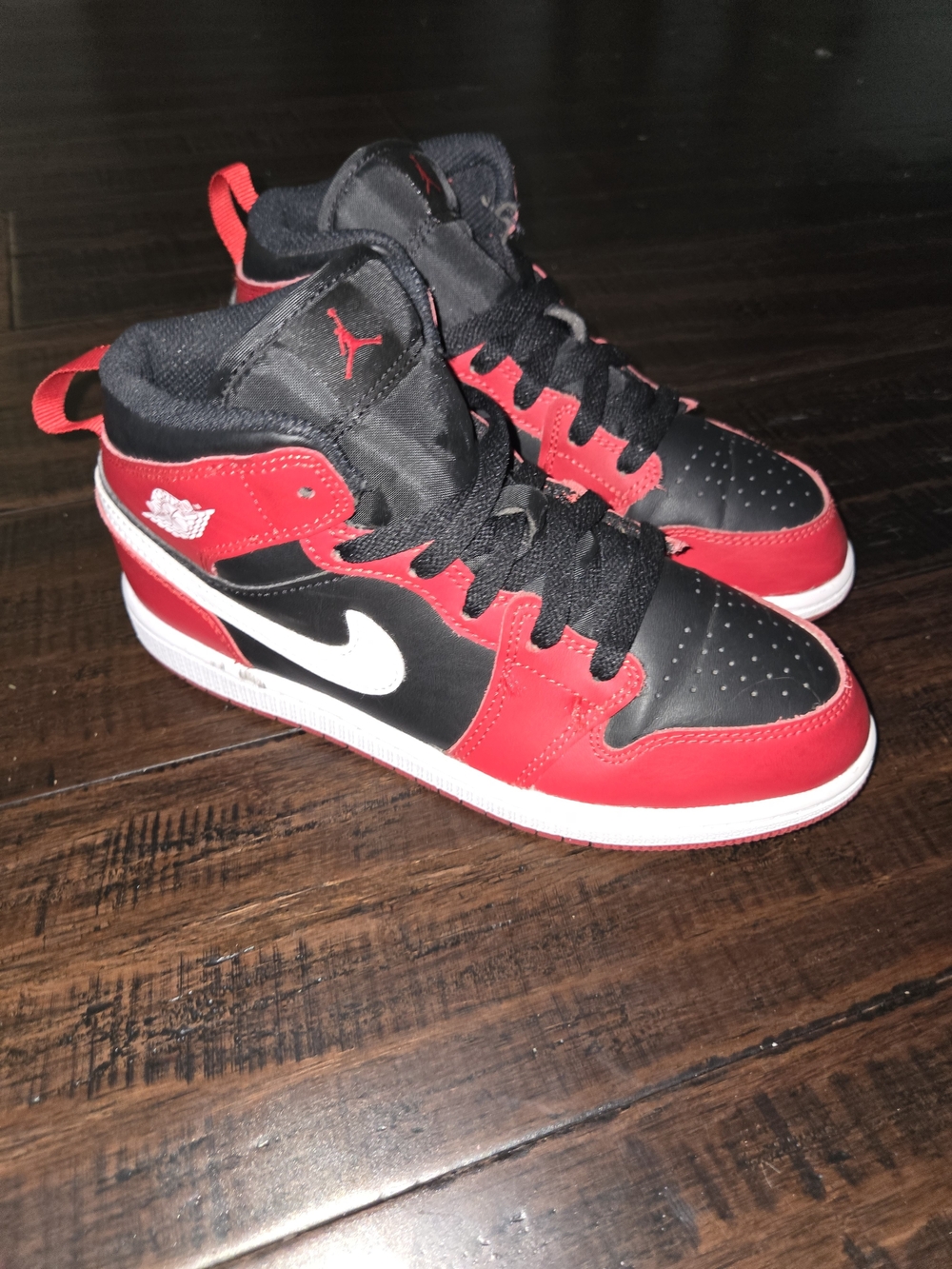 Jordan 1 Kids Red, Black and White High-Top Sneakers